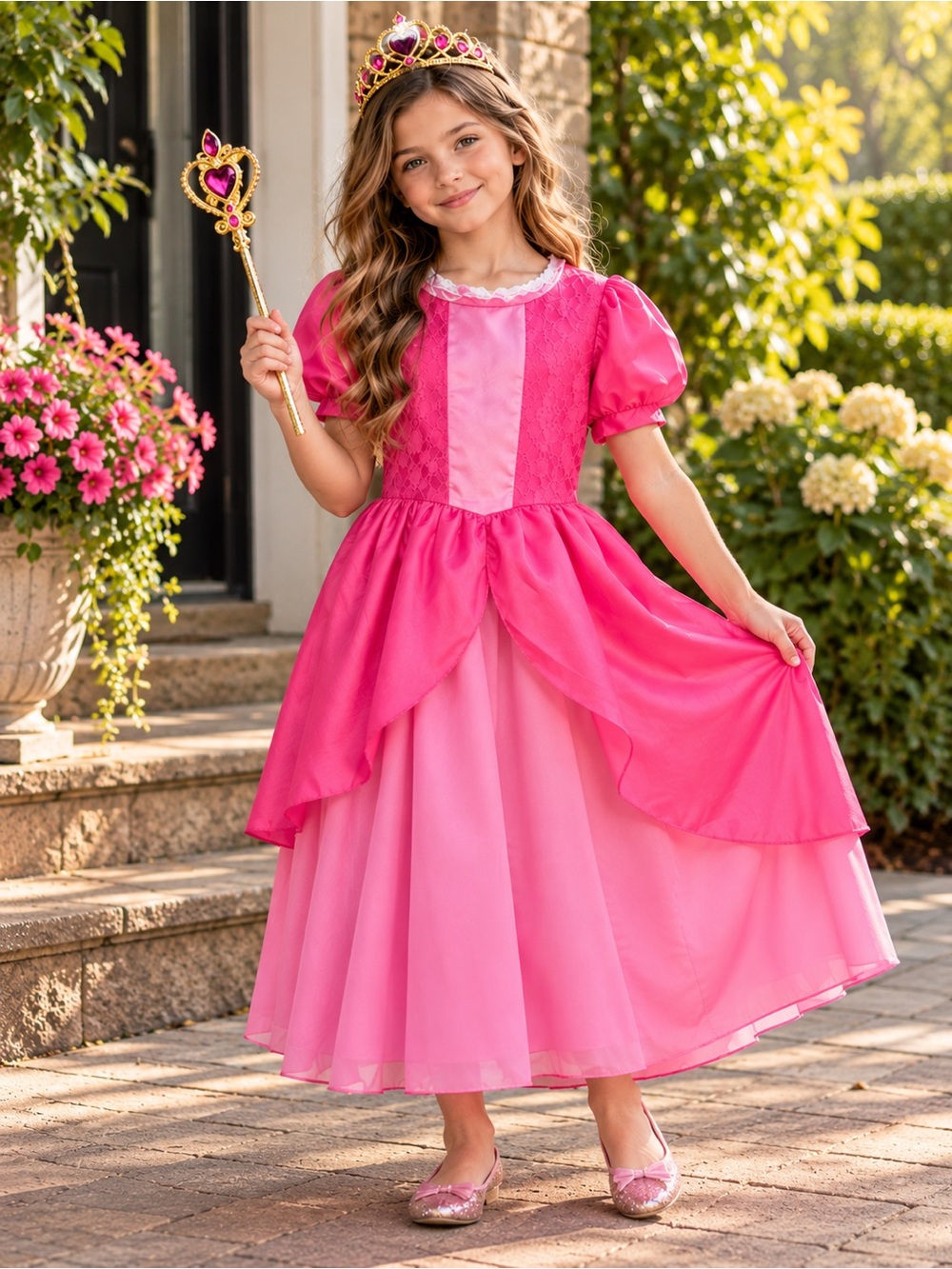 Peach Princess Costume Dress Size 150 (8-10 yo) NWT
